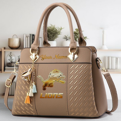 LIMITED EDITION - NEW CUSTOMIZED NFL04 DTL DETROIT LIONS LUXURY HANDBAG IN MULTIPLE COLORS