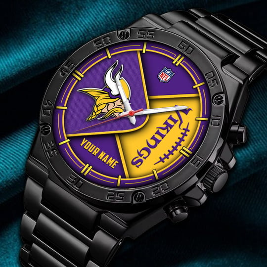 LIMITED EDITION - NEW CUSTOMIZED NFL05 MVK MINNESOTA VIKINGS LUXURY STAINLESS STEEL WATCH