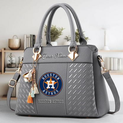 LIMITED EDITION - NEW CUSTOMIZED MLB10 HAS HOUSTON ASTROS ZIP HANDBAG MULTICOLOR