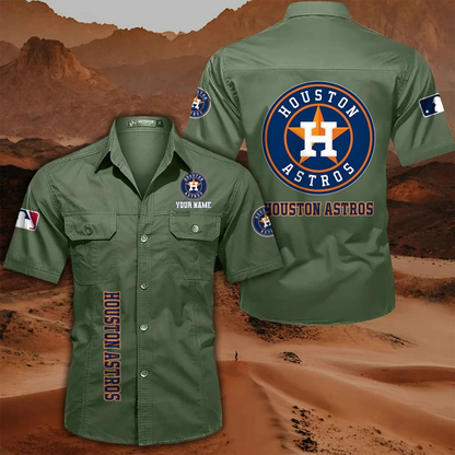 LIMITED EDITION - NEW CUSTOMIZED MLB10 HAS HOUSTON ASTROS MEN'S CARGO SHIRT
