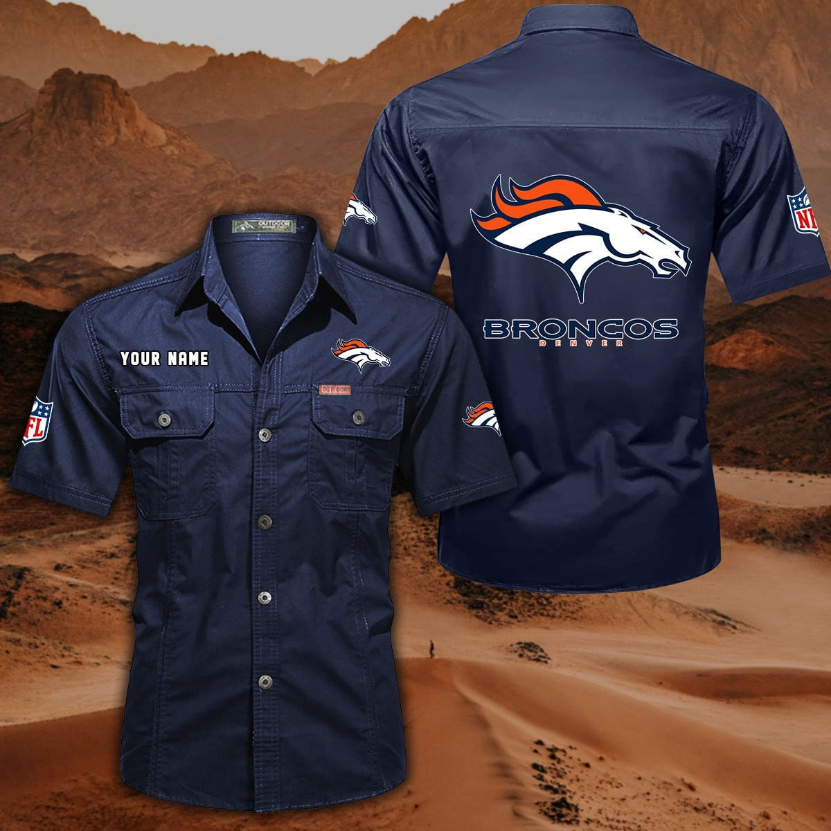 SPECIAL EDITION - NEW CUSTOMIZED NFL13 DVB DENVER BRONCOS MUTICOLOR MEN'S CARGO SHIRT