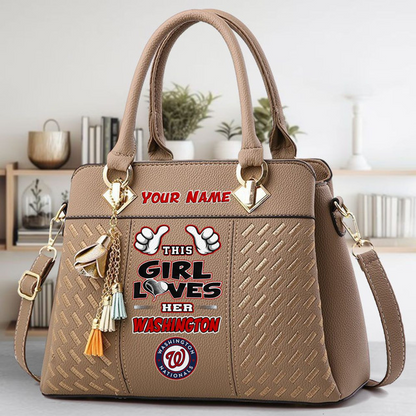 LIMITED EDITION - NEW CUSTOMIZED MLB28 WNS WASHINGTON NATIONALS ZIP HANDBAG MULTICOLOR