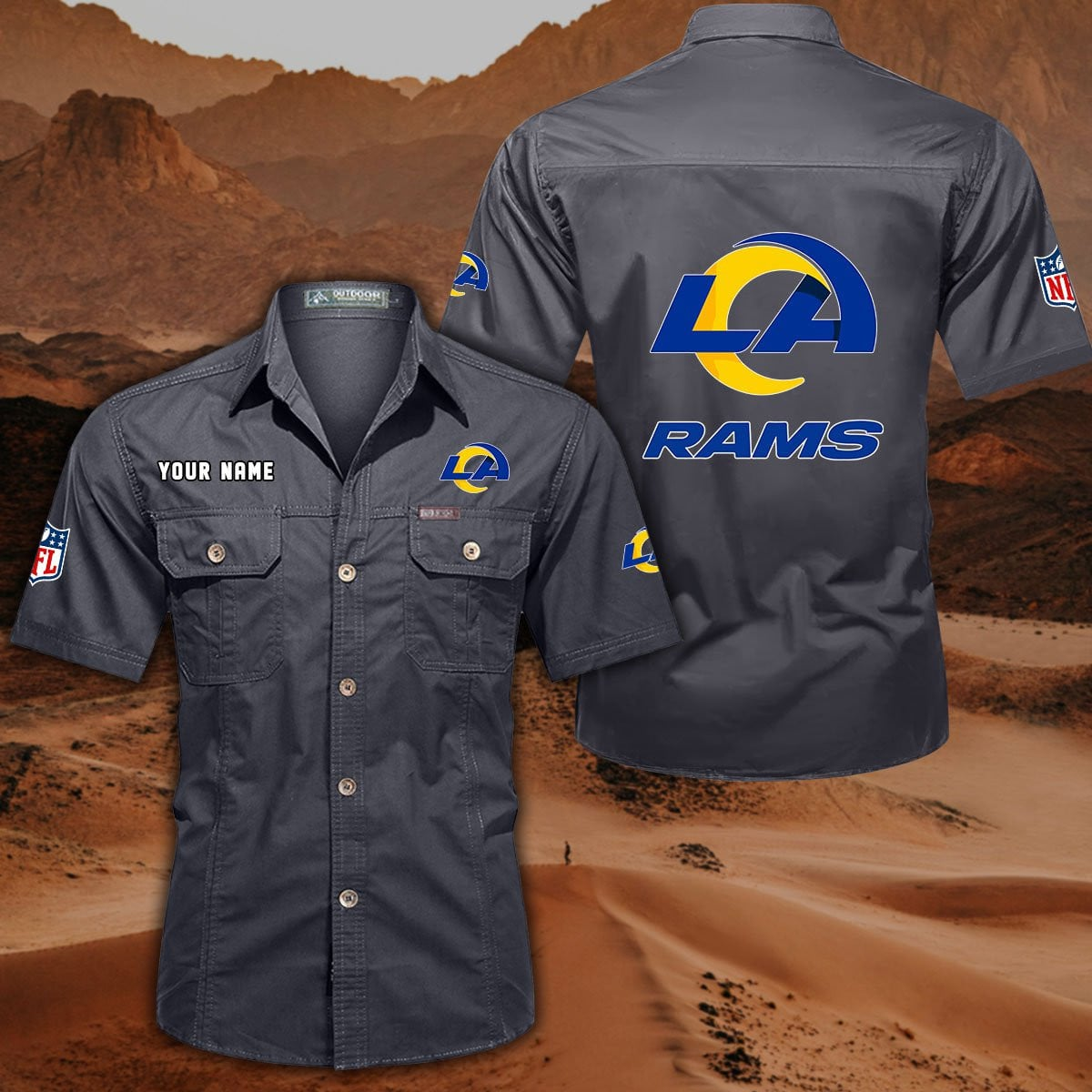 SPECIAL EDITION - NEW CUSTOMIZED NFL22 LAR LOS ANGELES RAMS MUTICOLOR MEN'S CARGO SHIRT