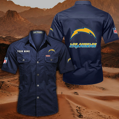 SPECIAL EDITION - NEW CUSTOMIZED NFL09 LAC LOS ANGELES CHARGERS MUTICOLOR MEN'S CARGO SHIRT
