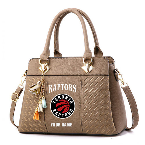 LIMITED EDITION - NEW CUSTOMIZED NBA24 TRA TORONTO RAPTORS ZIP HANDBAG MULTICOLOR
