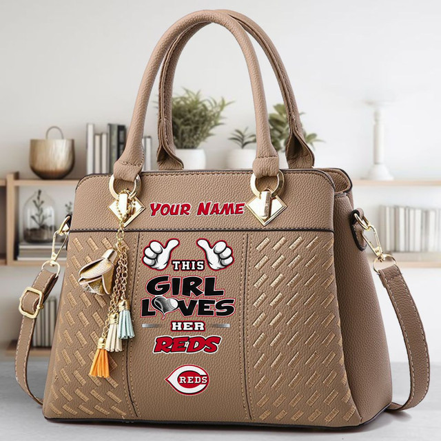 LIMITED EDITION - NEW CUSTOMIZED MLB05 CRS CINCINNATI REDS ZIP HANDBAG MULTICOLOR