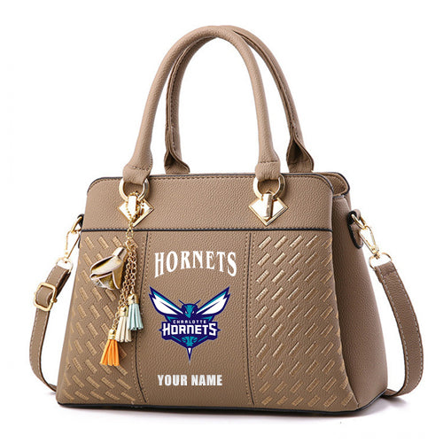 LIMITED EDITION - NEW CUSTOMIZED NBA27 CHO CHARLOTTE HORNETS ZIP HANDBAG MULTICOLOR