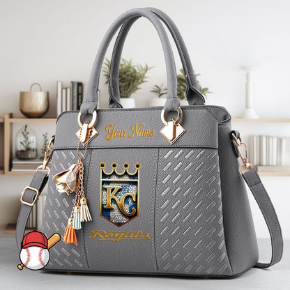 LIMITED EDITION - NEW CUSTOMIZED MLB19 KCR KANSAS CITY ROYALS ZIP HANDBAG MULTICOLOR