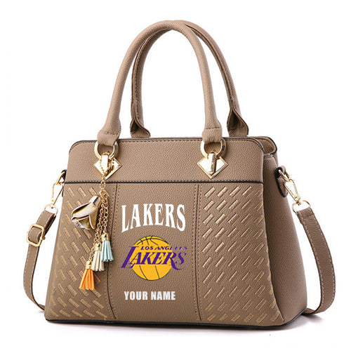 LIMITED EDITION - NEW CUSTOMIZED NBA09 LLA LOS ANGELES LAKERS ZIP HANDBAG MULTICOLOR