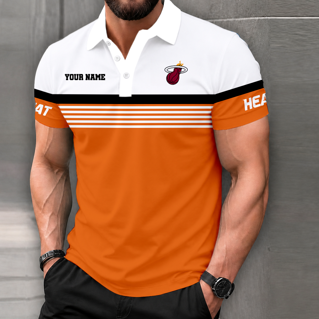LIMITED EDITION - NEW CUSTOMIZED NBA20 MHE MIAMI HEAT POLO SHIRT