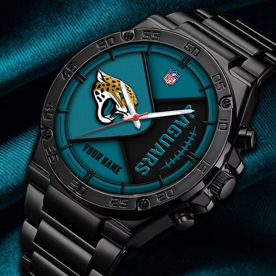 LIMITED EDITION - NEW CUSTOMIZED NFL30 JSJ JACKSONVILLE JAGUARS LUXURY STAINLESS STEEL WATCH