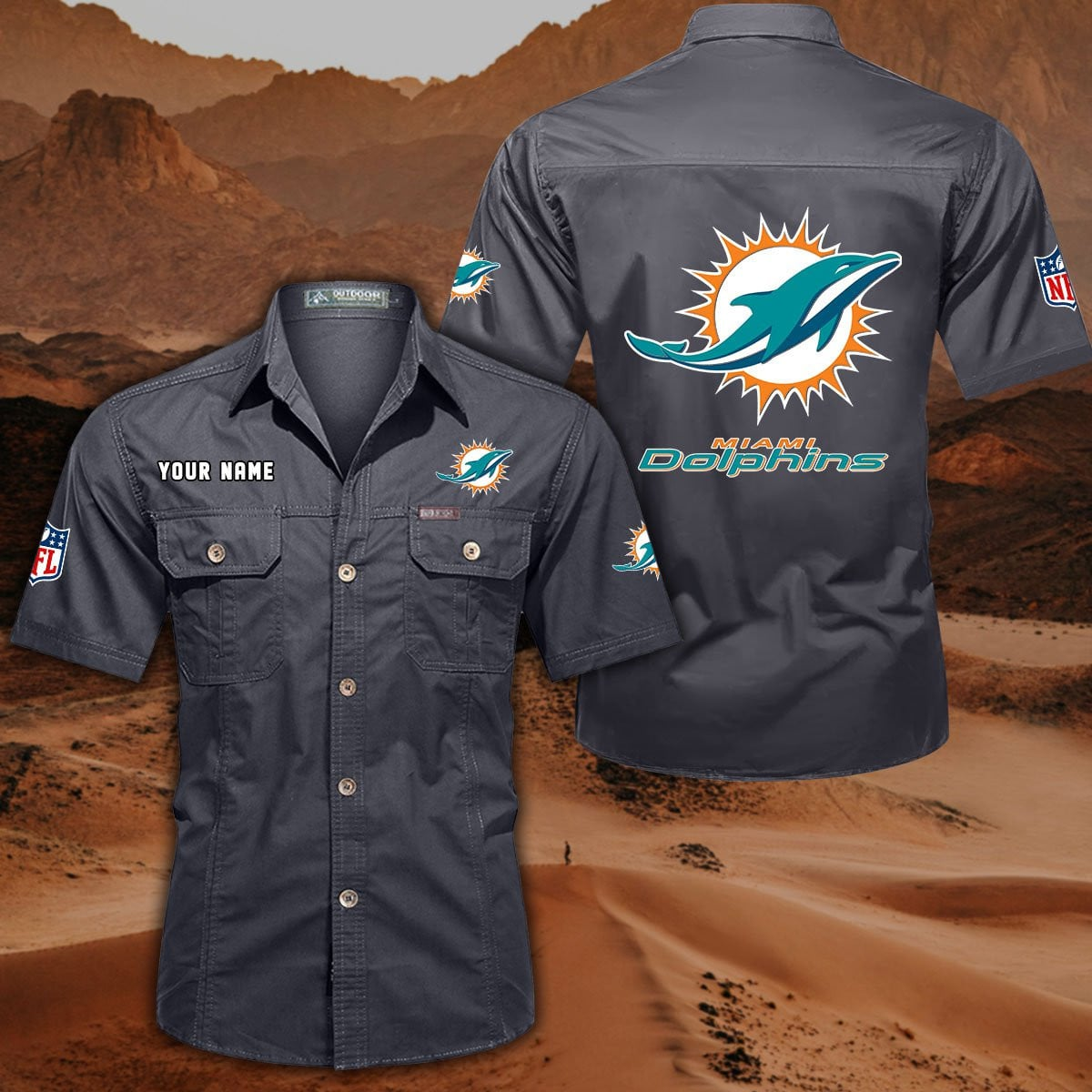 SPECIAL EDITION - NEW CUSTOMIZED NFL19 MDP MIAMI DOLPHINS MUTICOLOR MEN'S CARGO SHIRT