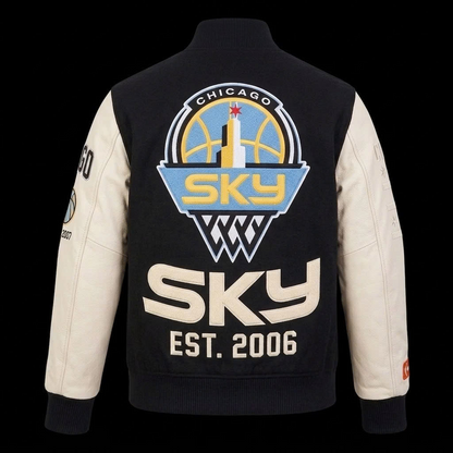LIMITED EDITION - NEW CUSTOMIZED WNBA02 CCS CH SKY BASEBALL JACKET, SATIN VARSITY JACKET 04
