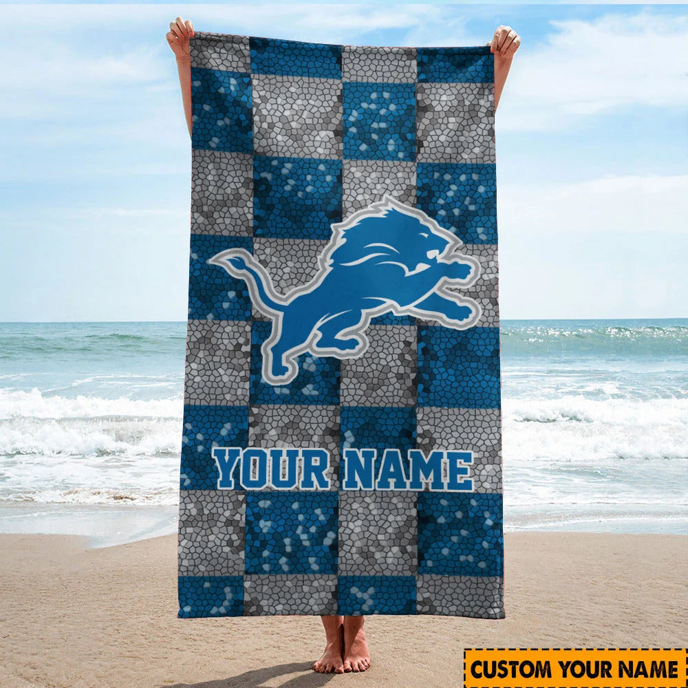 LIMITED EDITION - NEW CUSTOMIZED NFL04 DTL DETROIT LIONS BEACH TOWEL