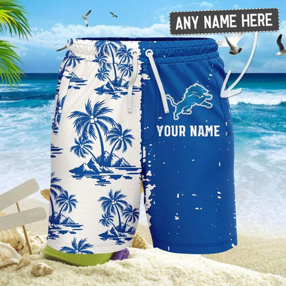 LIMITED EDITION - NEW CUSTOMIZED NFL04 DTL DETROIT LIONS UNISEX HAWAIIAN SHIRT & SHORTS SET