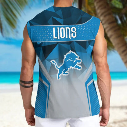 LIMITED EDITION - NEW CUSTOMIZED NFL04 DTL DETROIT LIONS MEN'S GYM SHIRT