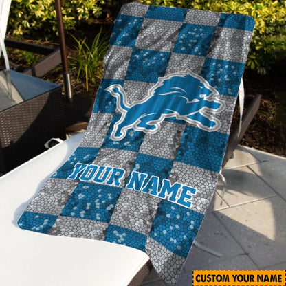 LIMITED EDITION - NEW CUSTOMIZED NFL04 DTL DETROIT LIONS BEACH TOWEL