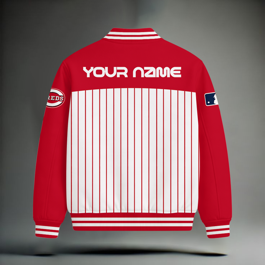 LIMITED EDITION - NEW CUSTOMIZED MLB05 CRS CINCINNATI REDS SNOOPY STYLE SATIN VARSITY & BASEBALL JACKET