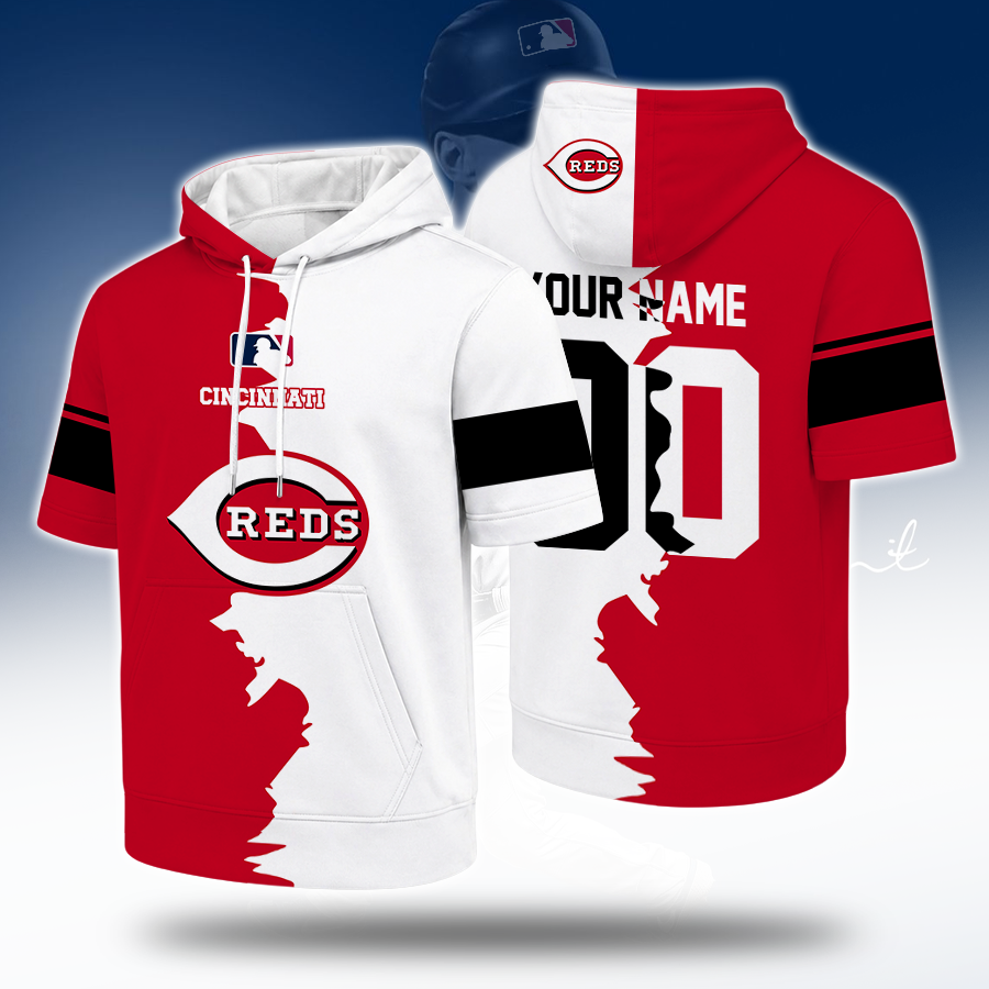 LIMITED EDITION - NEW CUSTOMIZED MLB05 CRS CINCINNATI REDS SHORT SLEEVE HOODIE