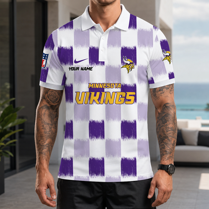 [SPECIAL OFFER] NEW CUSTOMIZED NFL05 MVK MINNESOTA VIKINGS POLO SHIRT