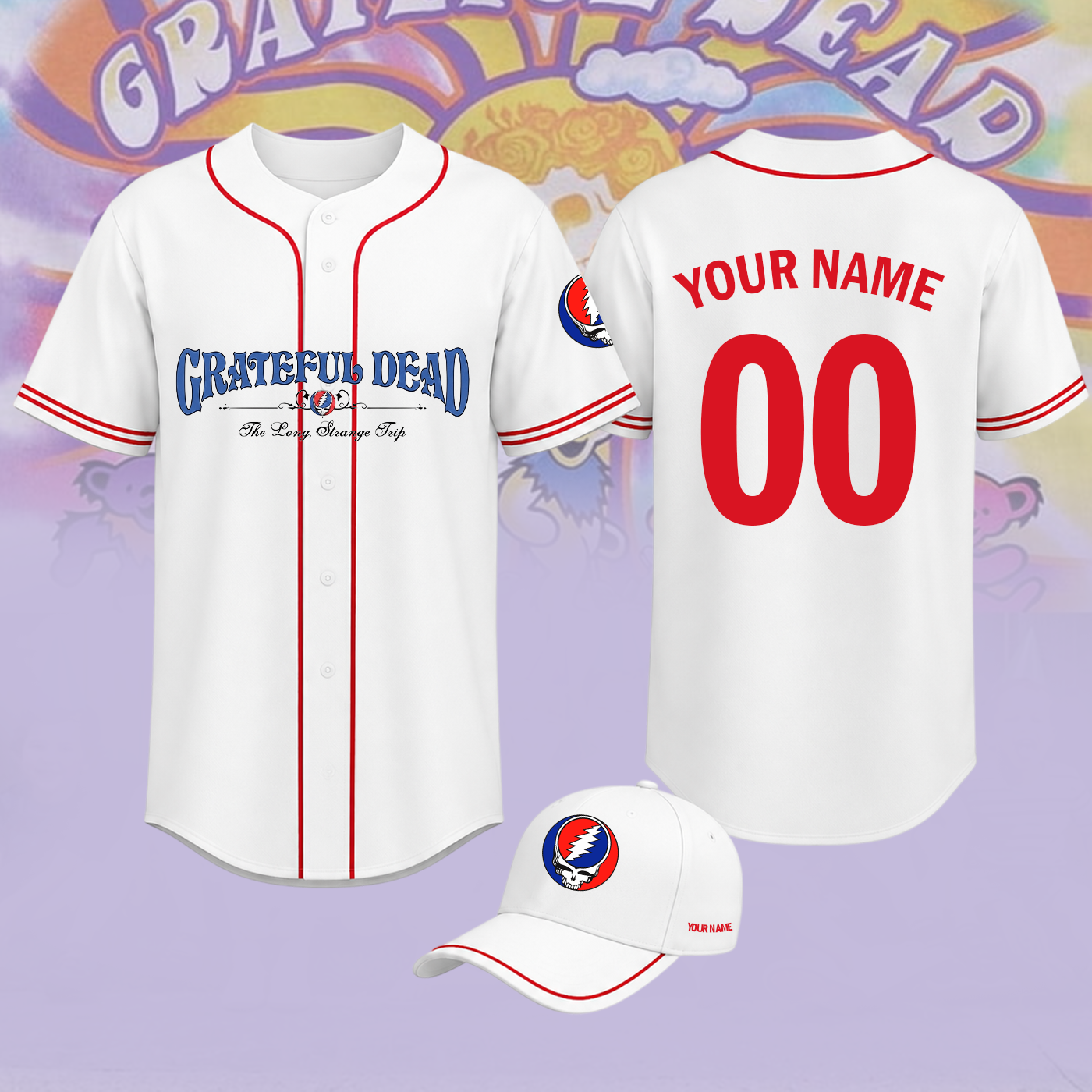 [FAN EXCLUSIVE] NEW CUSTOMIZED GRATEFUL DEAD BASEBALL JERSEY & CAP