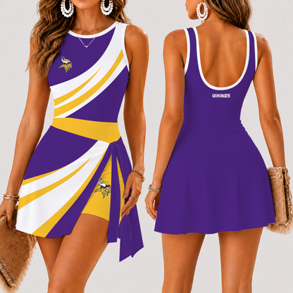 [SPECIAL OFFER] NEW CUSTOMIZED NFL05 MVK MINNESOTA VIKINGS WOMEN'S SUMMER SKORT DRESS