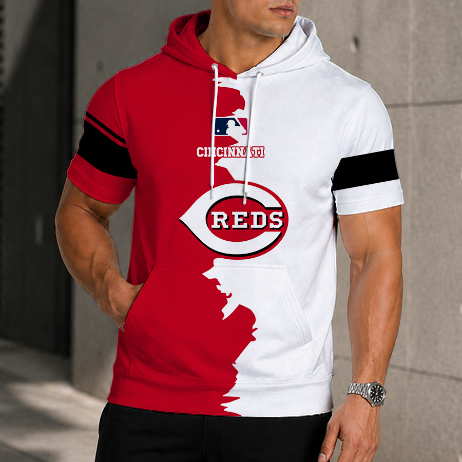LIMITED EDITION - NEW CUSTOMIZED MLB05 CRS CINCINNATI REDS SHORT SLEEVE HOODIE
