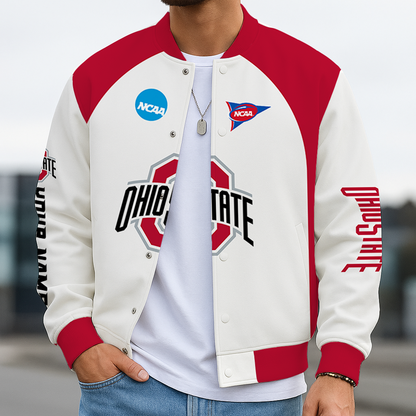 LIMITED EDITION - NEW CUSTOMIZED NCAA FBS05 OSB OHIO STATE BUCKEYES BASEBALL JACKET, SATIN VARSITY JACKET
