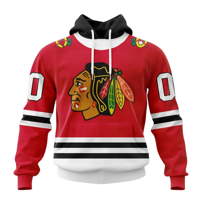LIMITED EDITION - NEW CUSTOMIZED NHL08 CBH CHICAGO BLACKHAWKS COMBO HOODIE & LONGPANTS