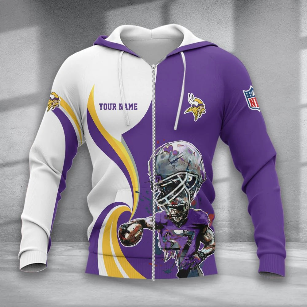 LIMITED EDITION - NEW CUSTOMIZED NFL05 MVK MINNESOTA VIKINGS T-SHIRT, POLO SHIRT, ZIP POLO SHIRT, SWEATSHIRT, HOODIE & ZIP HOODIE