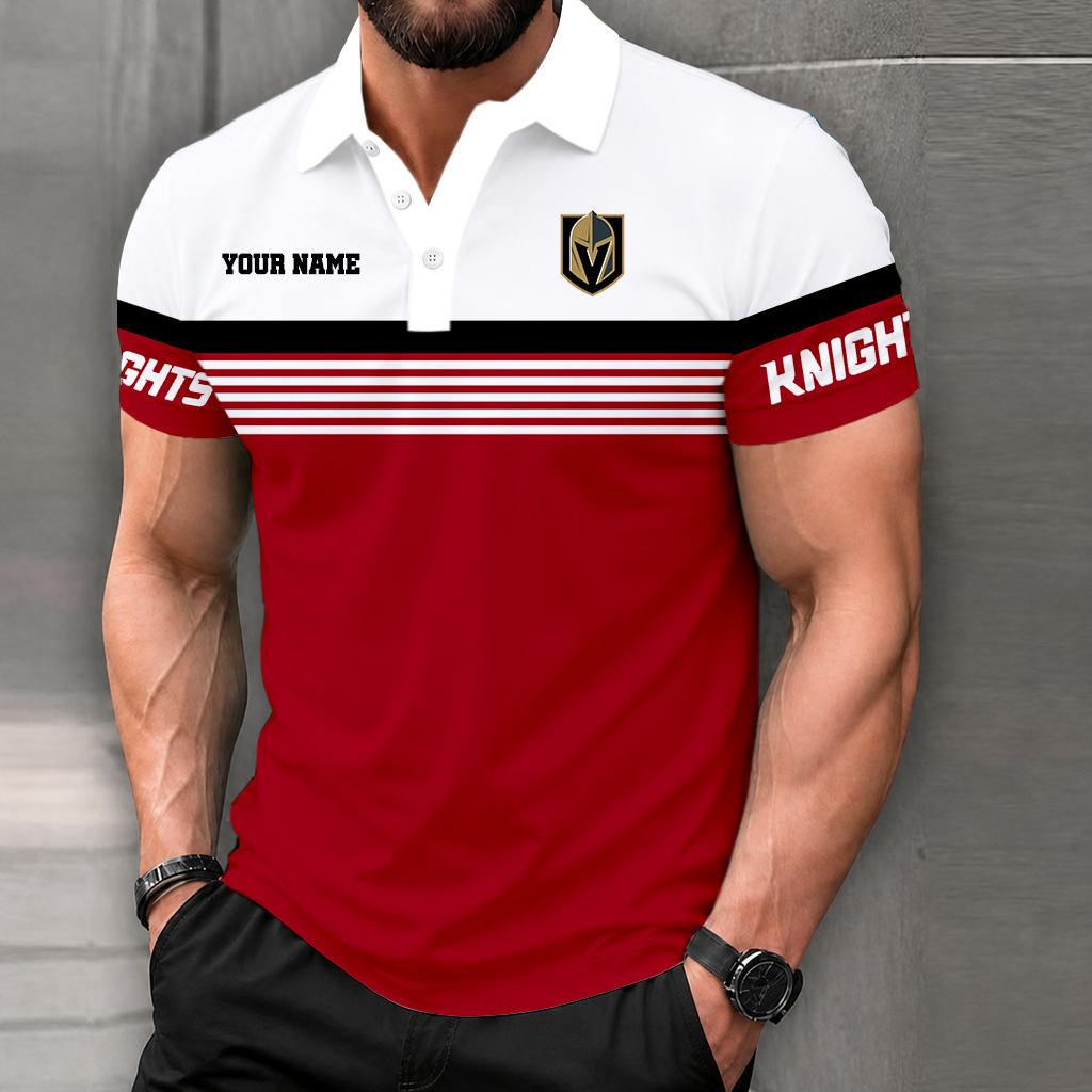 LIMITED EDITION - NEW CUSTOMIZED NHL04 VGK VEGAS GOLDEN KNIGHTS POLO SHIRT