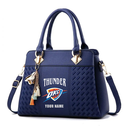 LIMITED EDITION - NEW CUSTOMIZED NBA01 OCT OKLAHOMA CITY THUNDER ZIP HANDBAG MULTICOLOR
