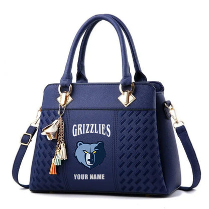 LIMITED EDITION - NEW CUSTOMIZED NBA13 MGR MEMPHIS GRIZZLIES ZIP HANDBAG MULTICOLOR