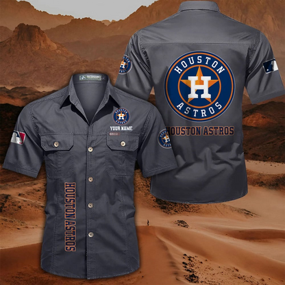LIMITED EDITION - NEW CUSTOMIZED MLB10 HAS HOUSTON ASTROS MEN'S CARGO SHIRT
