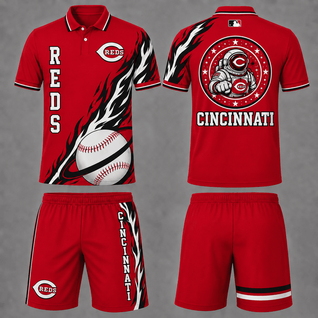 [FLASH SALE] NEW CUSTOMIZED MLB05 CRS CINCINNATI REDS POLO SHIRT & SHORT PANTS SET