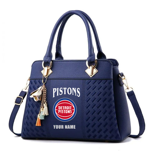 LIMITED EDITION - NEW CUSTOMIZED NBA14 DPI DETROIT PISTONS ZIP HANDBAG MULTICOLOR