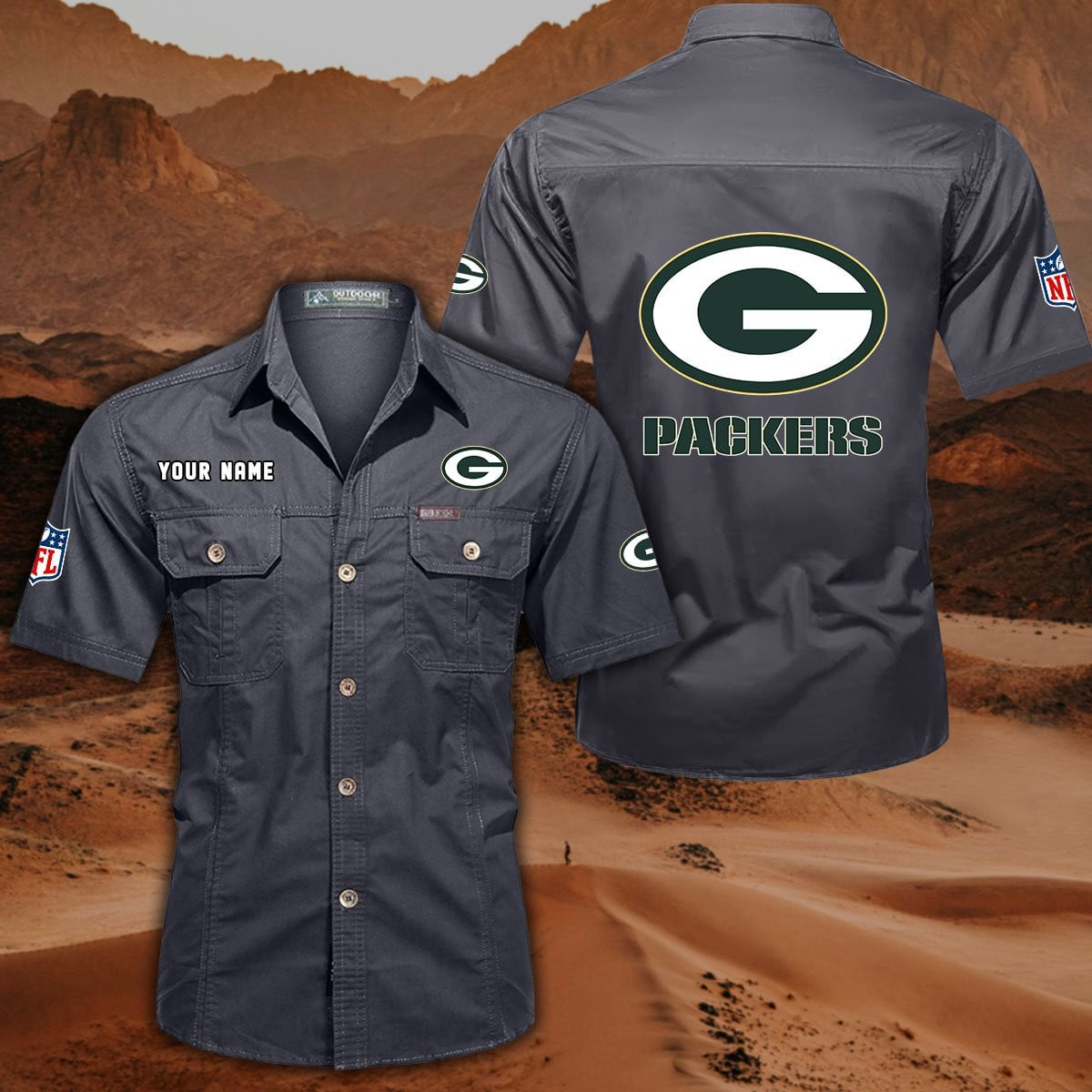 SPECIAL EDITION - NEW CUSTOMIZED NFL08 GBP GREEN BAY PACKERS MUTICOLOR MEN'S CARGO SHIRT