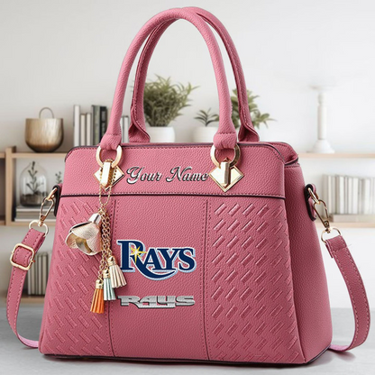 LIMITED EDITION - NEW CUSTOMIZED MLB21 TBR TAMPA BAY RAYS ZIP HANDBAG MULTICOLOR