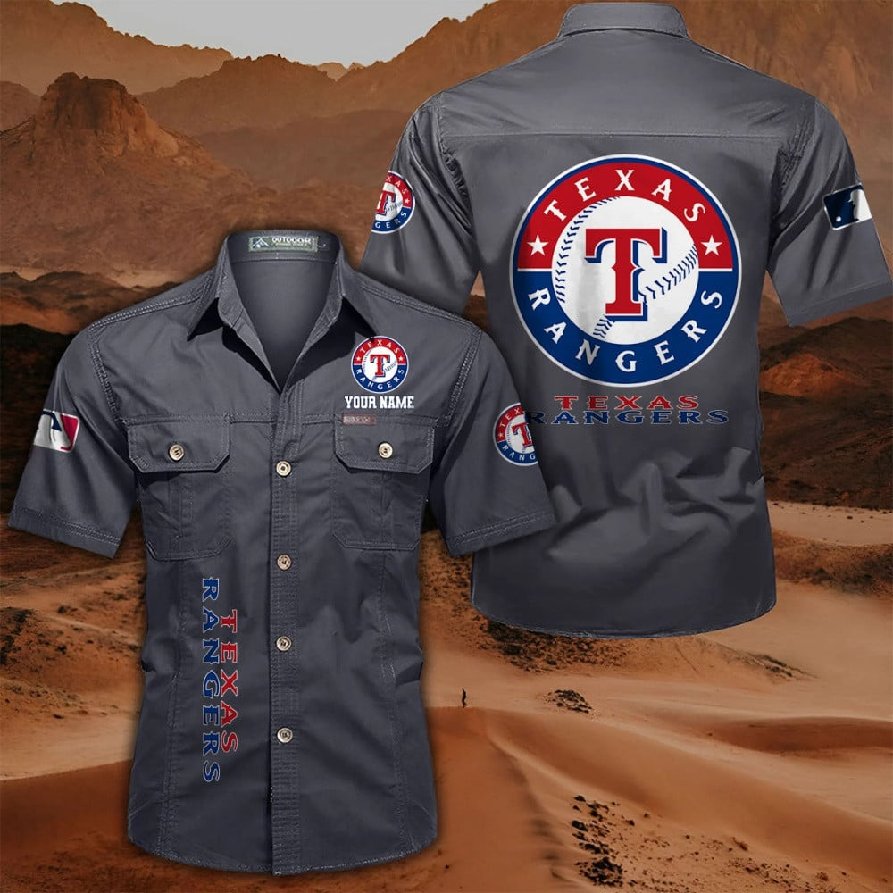 LIMITED EDITION - NEW CUSTOMIZED MLB08 TRS TEXAS RANGERS MEN'S CARGO SHIRT