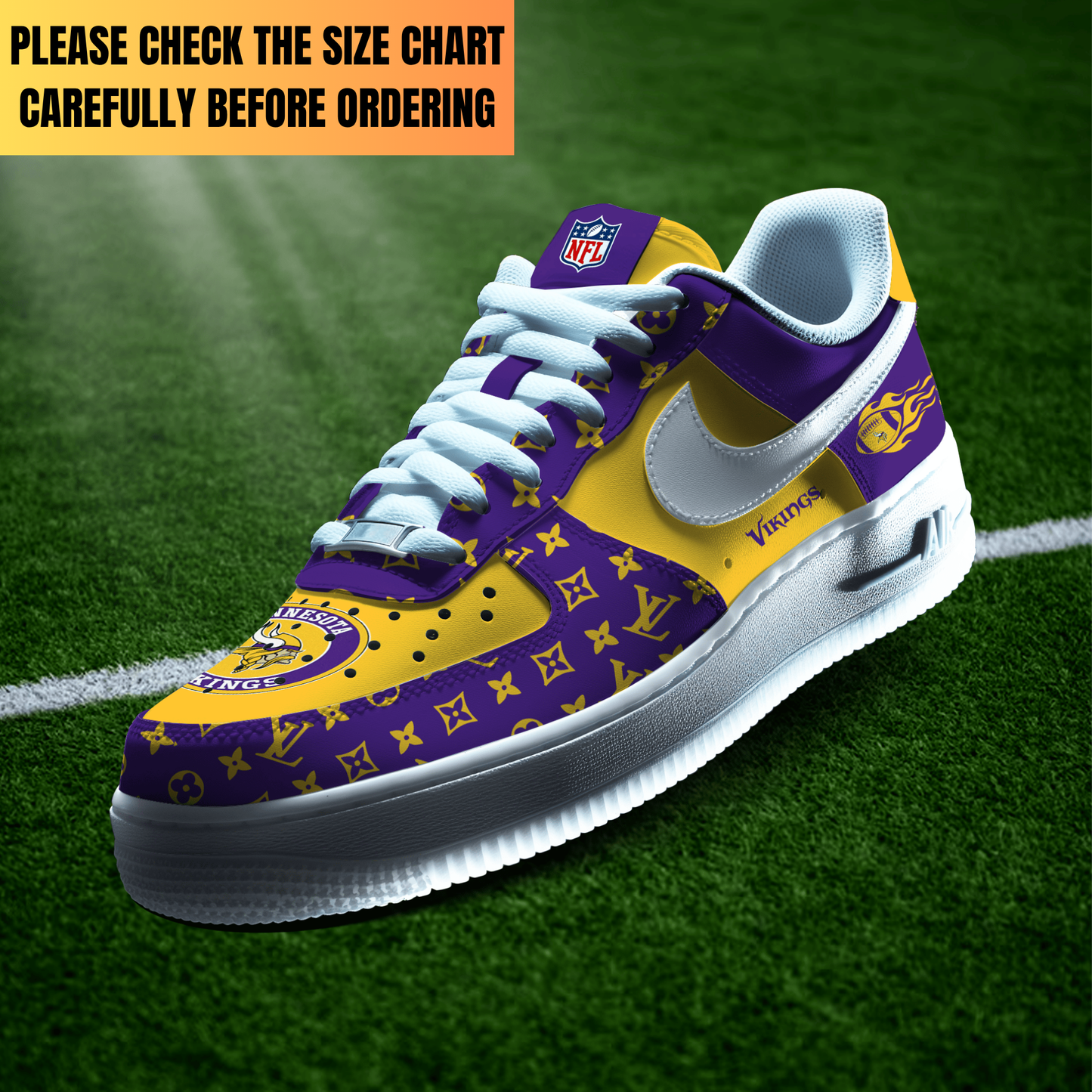 LIMITED EDITION - NEW CUSTOMIZED NFL05 MVK MINNESOTA VIKINGS AF1 SHOES