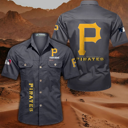 LIMITED EDITION - NEW CUSTOMIZED MLB29 PHP PITTSBURGH PIRATES MEN'S CARGO SHIRT