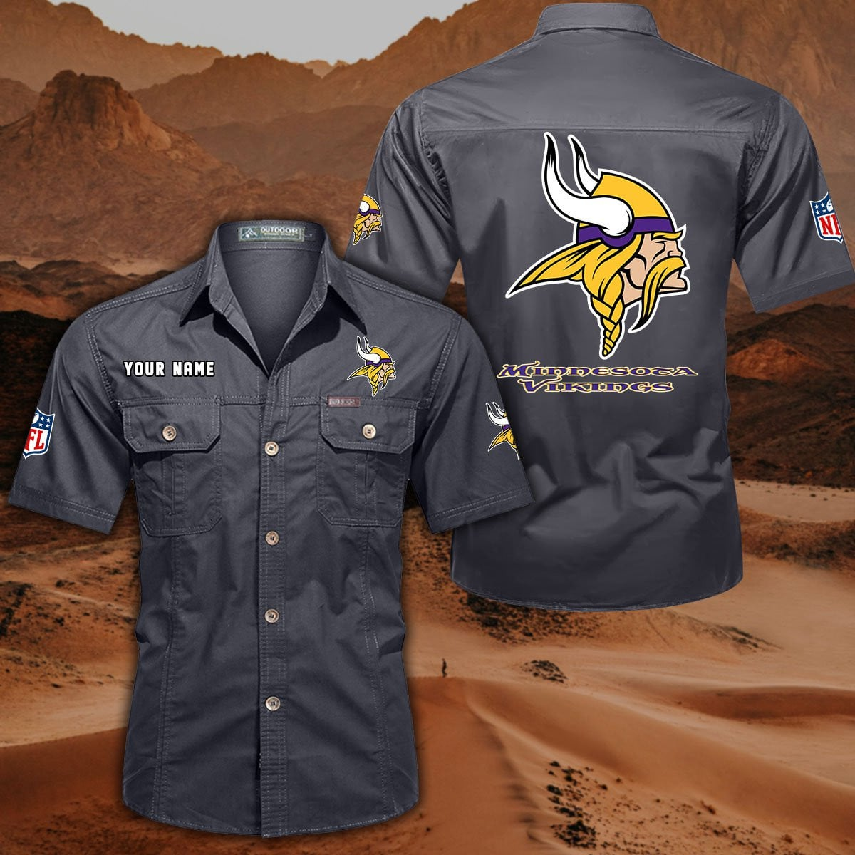 SPECIAL EDITION - NEW CUSTOMIZED NFL05 MVK MINNESOTA VIKINGS MUTICOLOR MEN'S CARGO SHIRT