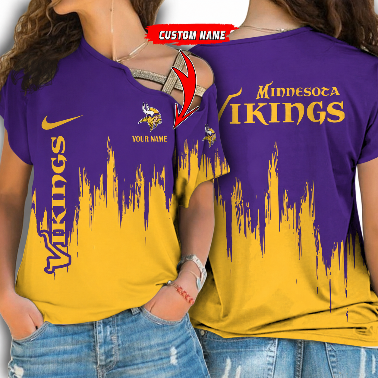 [SPECIAL OFFER] NEW CUSTOMIZED NFL05 MVK MINNESOTA VIKINGS SHOULDER SHIRT
