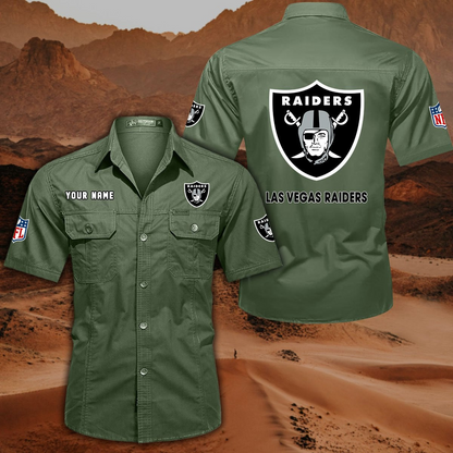 SPECIAL EDITION - NEW CUSTOMIZED NFL07 LVR LAS VEGAS RAIDERS MUTICOLOR MEN'S CARGO SHIRT