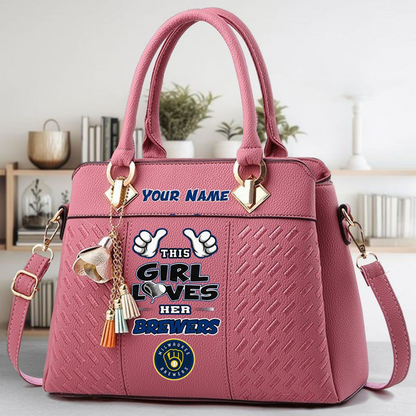 LIMITED EDITION - NEW CUSTOMIZED MLB15 MBS MILWAUKEE BREWERS ZIP HANDBAG MULTICOLOR