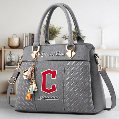 LIMITED EDITION - NEW CUSTOMIZED MLB13 CGS CLEVELAND GUARDIANS ZIP HANDBAG MULTICOLOR
