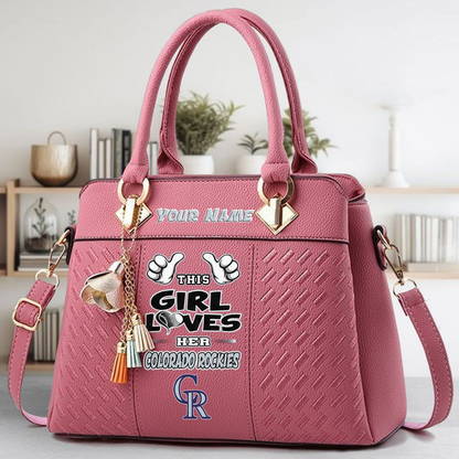 LIMITED EDITION - NEW CUSTOMIZED MLB30 COR COLORADO ROCKIES ZIP HANDBAG MULTICOLOR