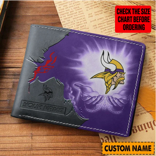 LIMITED EDITION - NEW CUSTOMIZED NFL05 MVK MINNESOTA VIKINGS LEATHER WALLET