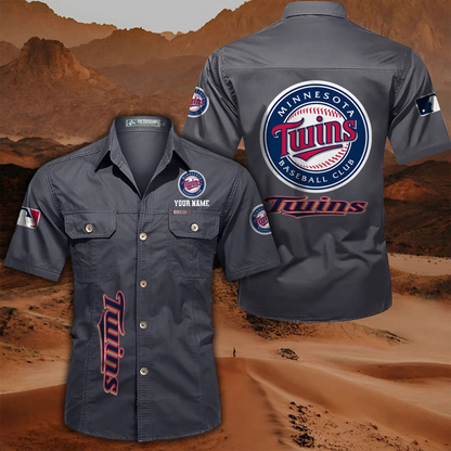 LIMITED EDITION - NEW CUSTOMIZED MLB22 MTS MINNESOTA TWINS MEN'S CARGO SHIRT