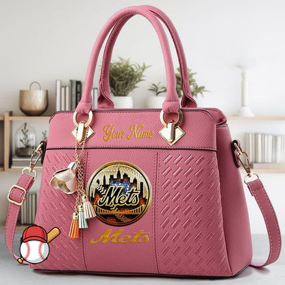 LIMITED EDITION - NEW CUSTOMIZED MLB17 NYM NEW YORK METS ZIP HANDBAG MULTICOLOR
